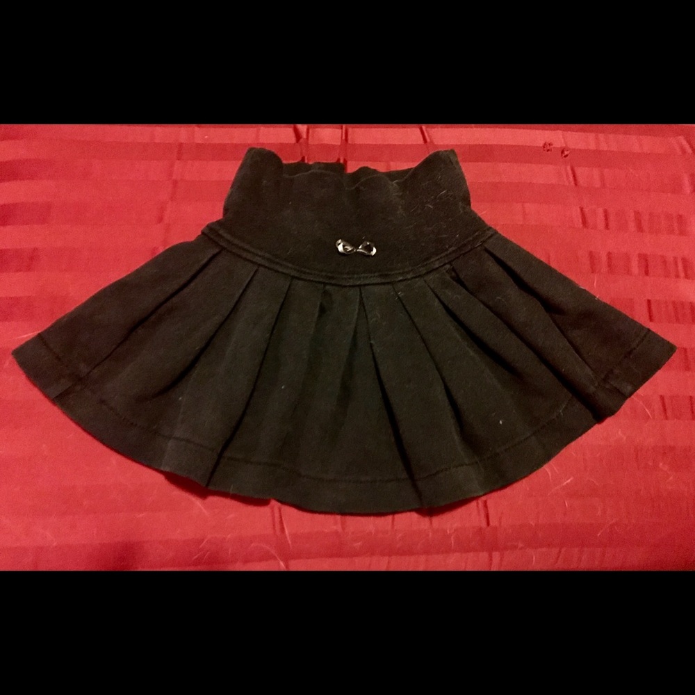 Lili Gaufrette Black cotton kilt skirt, 3T